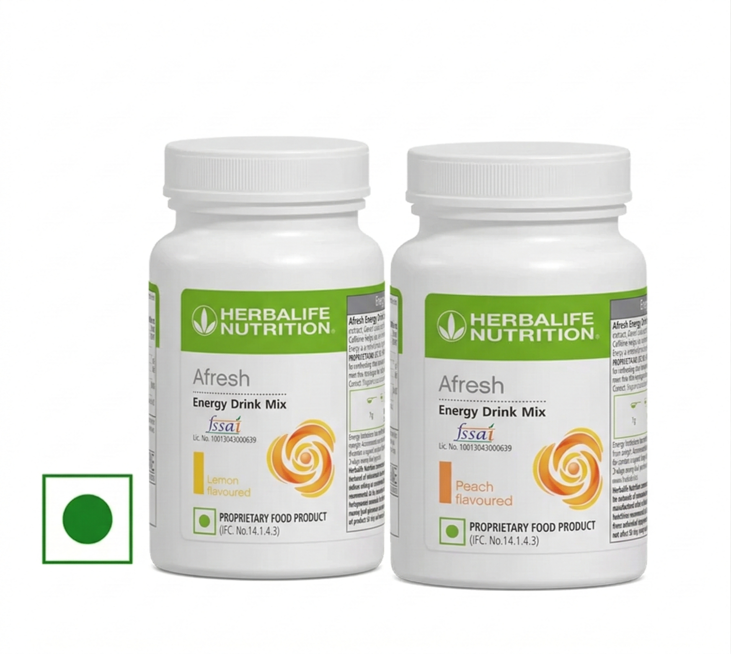 Herbalife Afresh Energy Drink Mix - Lemon with Peach Flavor (Pack of 2)