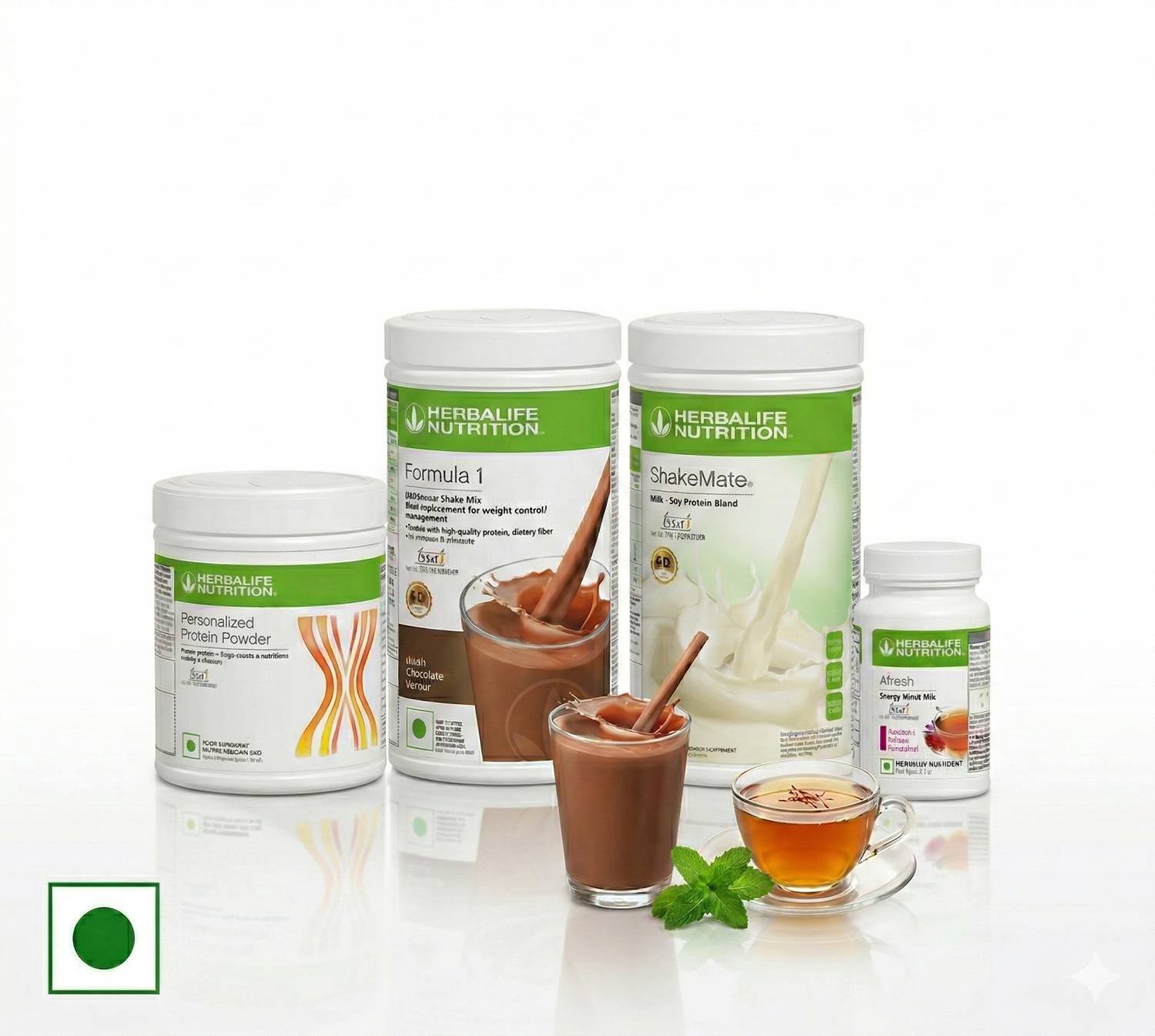 Herbalife Formula 1 Dutch Chocolate 500g + Protein Powder 200g + ShakeMate + Afresh Kashmiri Kahwa | Healthy Meal Replacement Combo