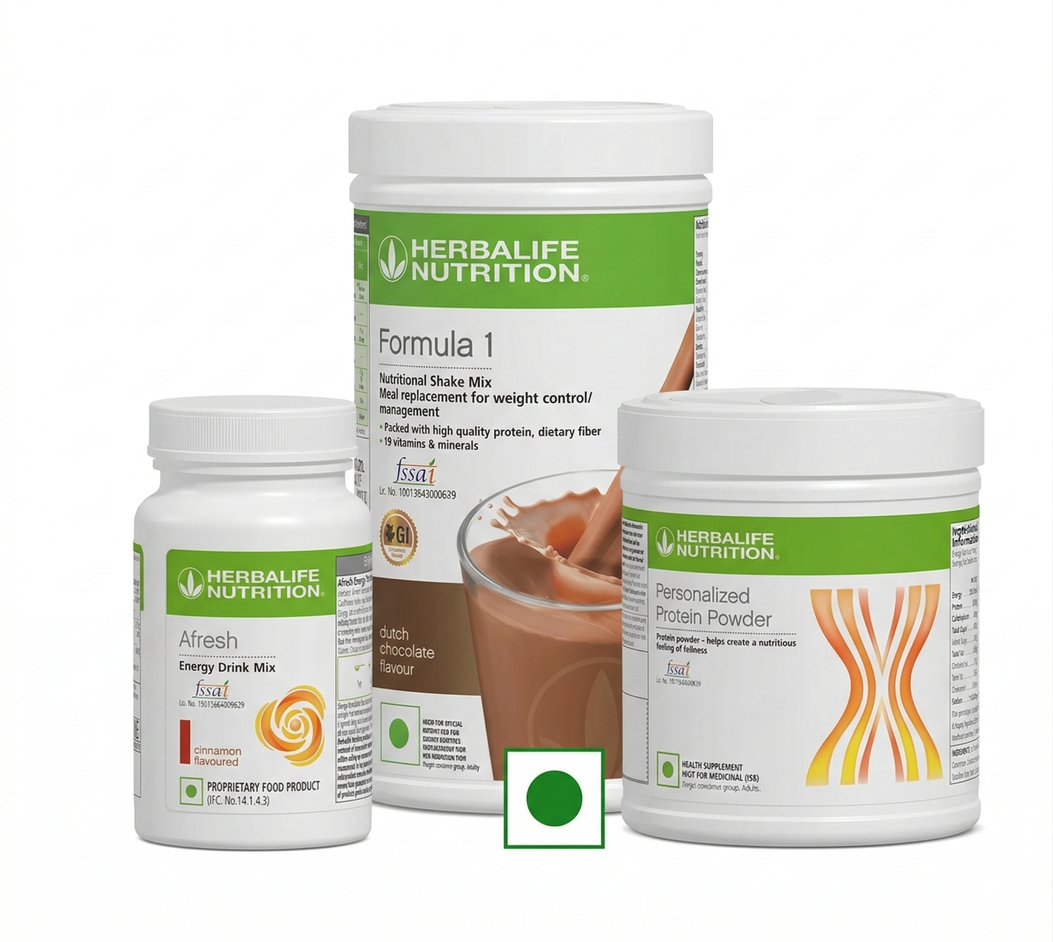 Herbalife Formula 1 Dutch Chocolate 500g + Protein Powder 200g + Afresh Cinnamon | Chocolate Meal Replacement Combo