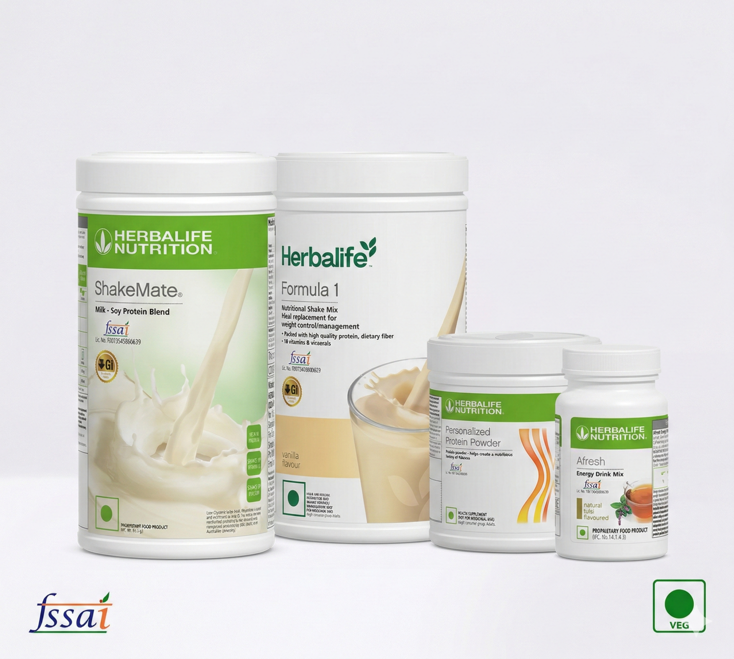 Herbalife Formula 1 Vanilla 500g + Protein Powder 200g + ShakeMate + Afresh Tulsi | Healthy Meal Replacement & Energy Support Combo