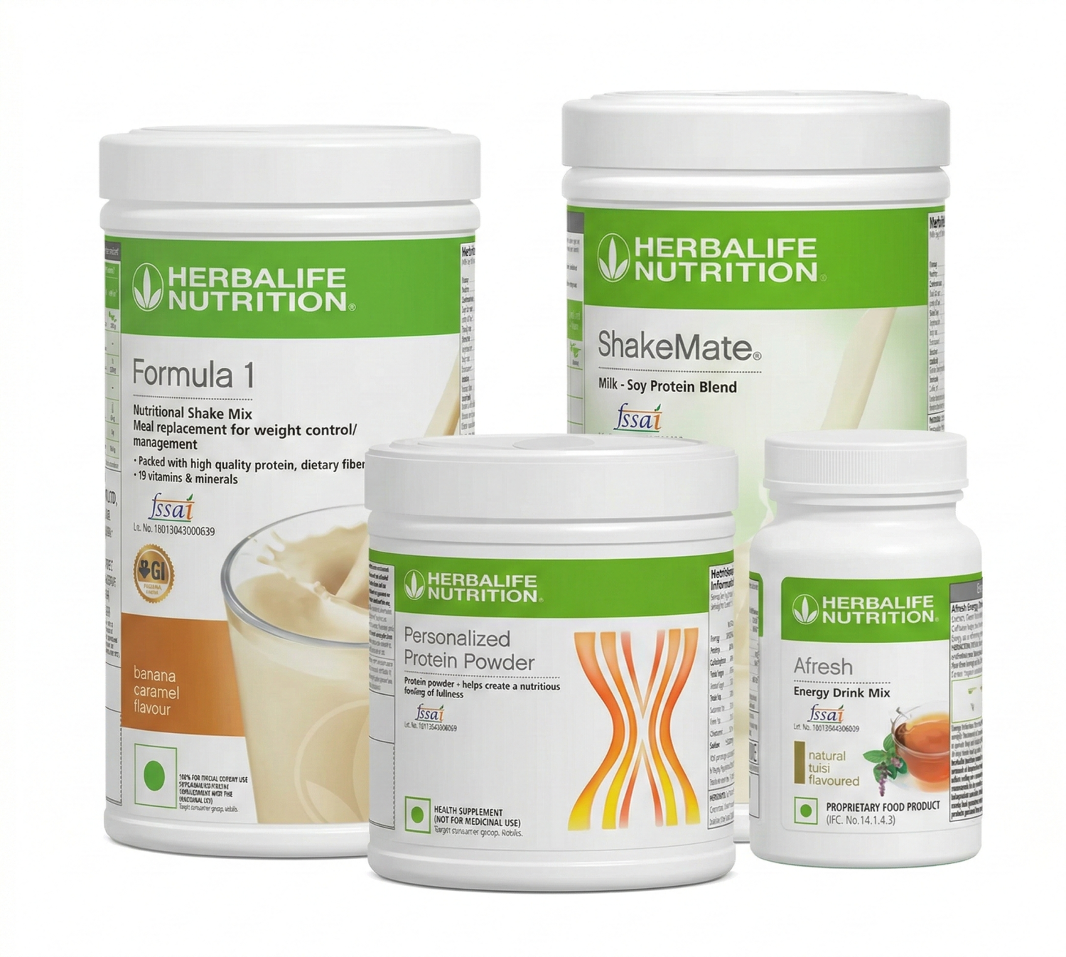 Herbalife Formula 1 Banana 500g + Protein Powder 200g + ShakeMate + Afresh Natural Tulsi | Healthy Meal Replacement Combo