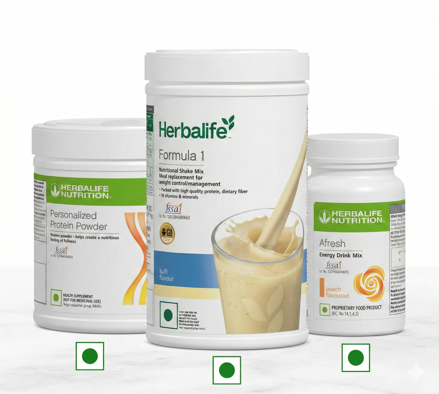 Herbalife Formula 1 Kulfi 500g + Protein Powder 200g + Afresh Peach | Creamy Meal Replacement Combo