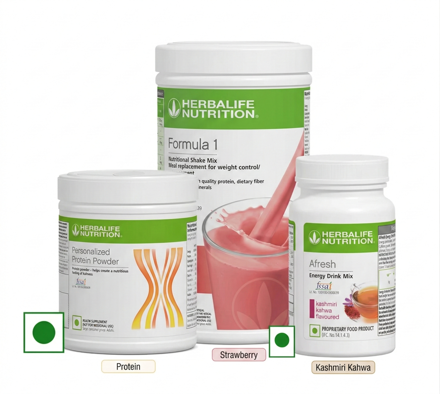 Herbalife Formula 1 Cheesecake Strawberry 500g + Protein Powder 200g + Afresh Kashmiri Kahwa | Meal Replacement Combo