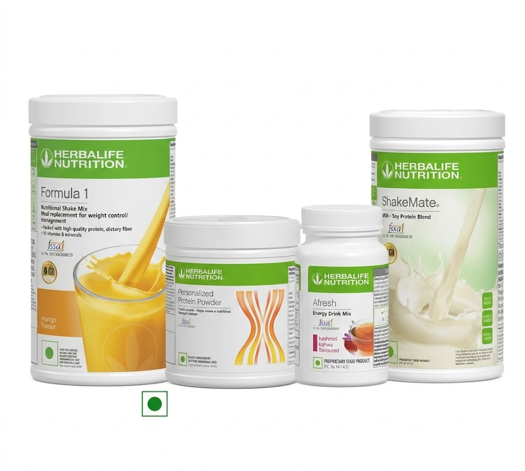 Herbalife Formula 1 Mango 500g + ShakeMate + Protein 200g + Afresh Kashmiri Kahwa | Meal Replacement