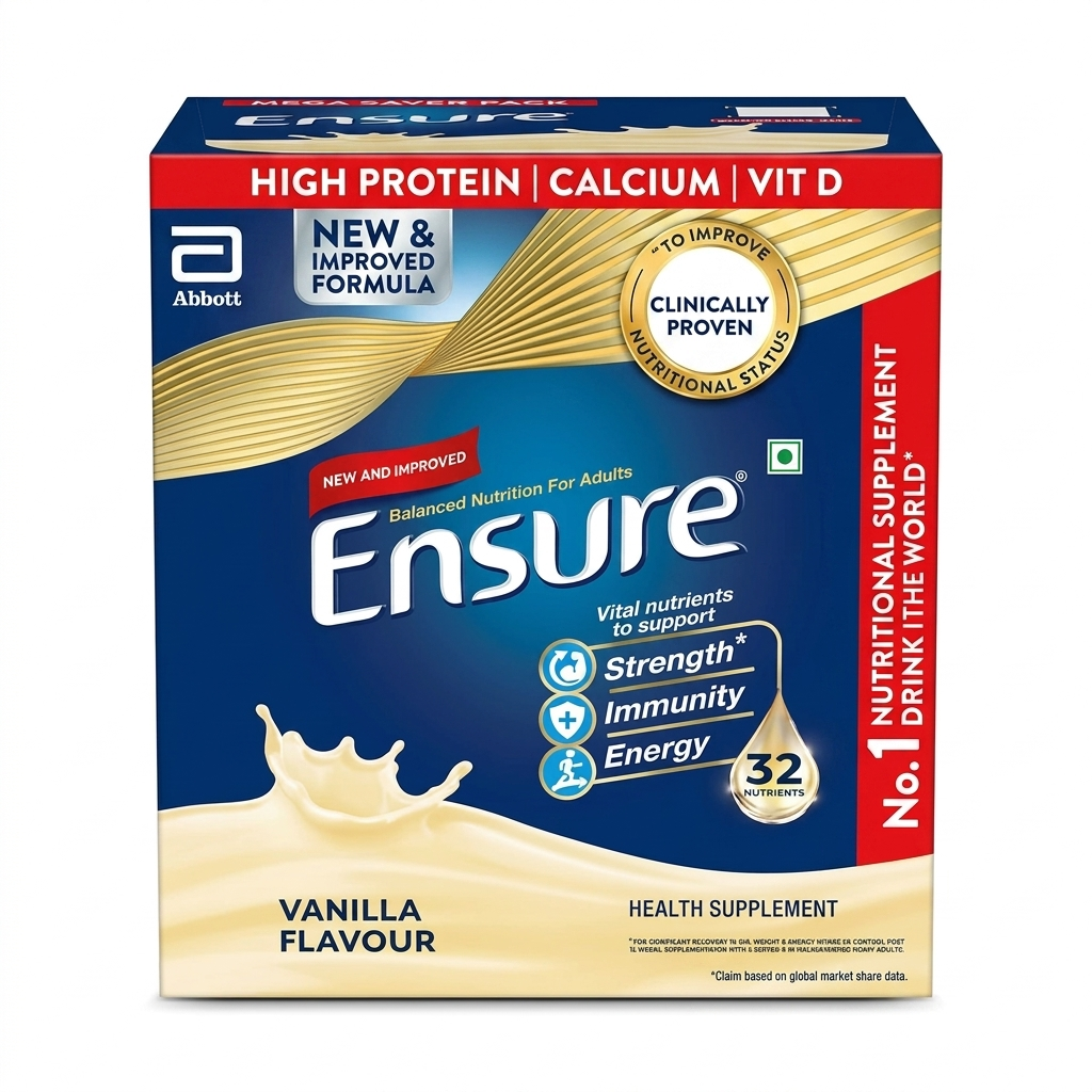 Ensure High Protein Nutritional Shake, Rich Vanilla Flavor – Complete Balanced Nutrition with Calcium & Vitamin D – Ready-to-Drink Supplement
