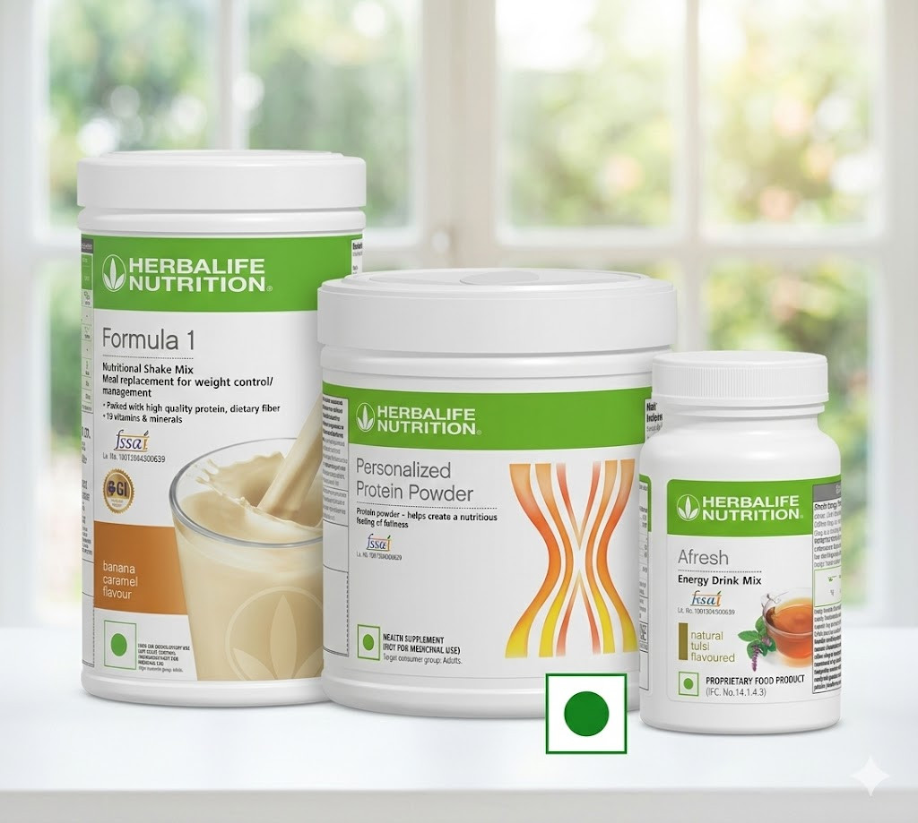 Herbalife Formula 1 Banana 500g + Protein Powder 200g + Afresh Natural Tulsi | Healthy Meal Replacement Combo