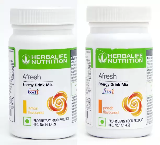 2x Herbalife Afresh Energy Drink Mix Herbal Tea Concentrate Lemon with peach